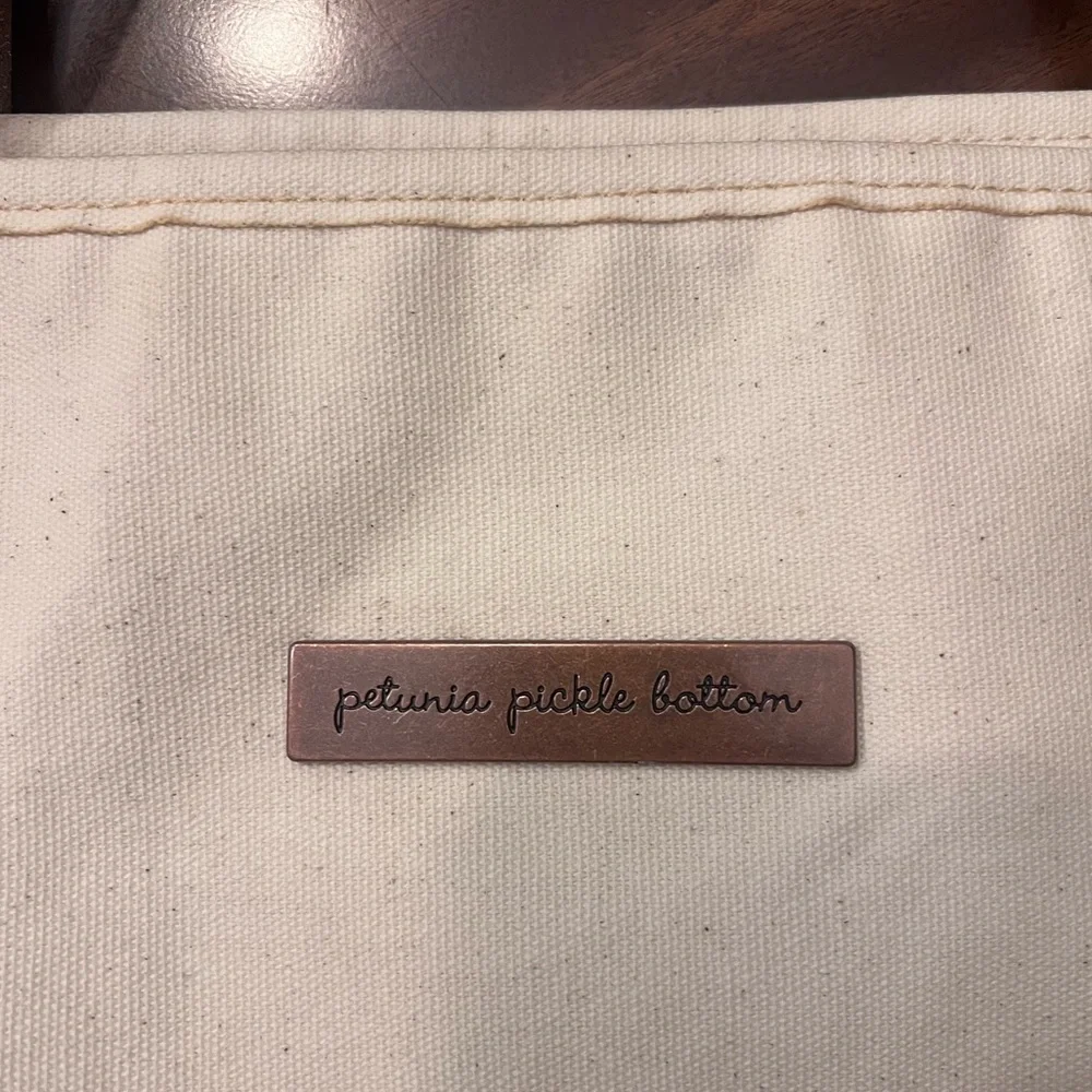 Petunia Pickle Bottom Diaper Canvas Bag, Large, Cream and Black